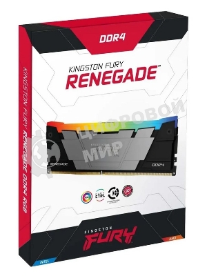 Оперативная память Kingston Fury Renegade, DDR4, 128Gb (4x32Gb), 3600MHz, CL18, DIMM, радиатор, RGB, черный/серебристый