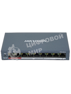 Коммутатор Hikvision DS-3E0109P-E/M(B), 8×100 Мбит/с PoE+ + 1×100 Мбит/с, неуправляемый