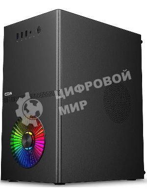 Компьютерный корпус CBR mATX Minitower V867, без БП, 1хUSB 3.0, 2хUSB 2.0, HD Audio+Mic, Rainbow Fan, Black PCC-MATX-V867-WPSU