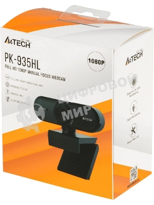 Веб-камера A4Tech PK-935HL 1920x1080, 30 кадр/с, USB Type-A, микрофон, ручная фокусировка, универсальное крепление