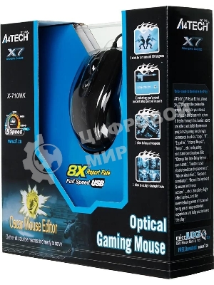 Мышь проводная A4Tech X-710MK черный, 2000 dpi, USB, кнопки - 7