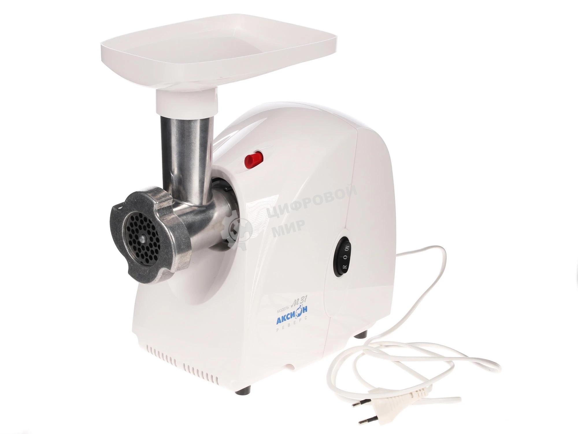 Мясорубка электрическая Аксион М31.04 белый, 1500 Вт, 1.7 кг/мин, реверс, защита от перегрузки, насадки - 4