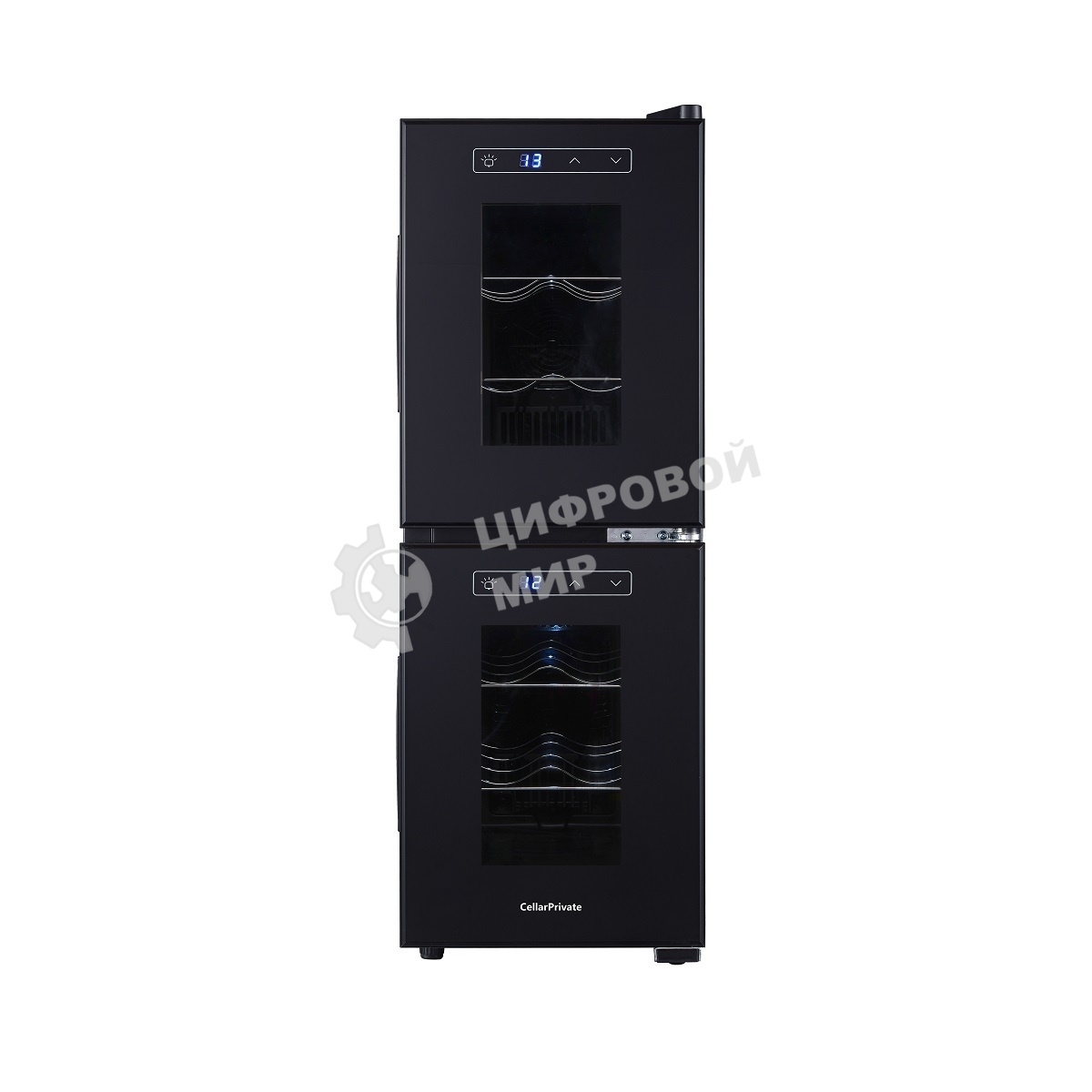 Винный шкаф CellarPrivate CP012-2Е черный, 32 л, 2 отсека, 12 бут.