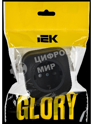 GLORY Розетка 1-местная для открытой установки с заземлением с защитными шторками 16А РСш20-3-ХЧм черный матовый