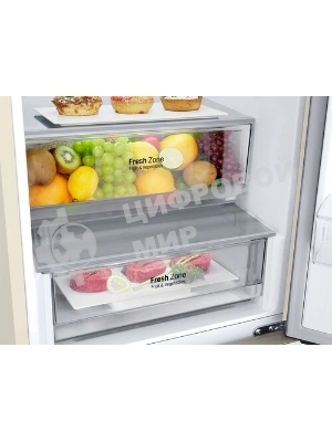 Холодильник LG GC-B459AEMW бежевый двухкамерный 234/110л морозилка снизу, No Frost