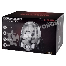 Пылесос Willmark VC-1865CY черно-серый, 380/1800 Вт, уборка сухая, пылесборник контейнер 2 л