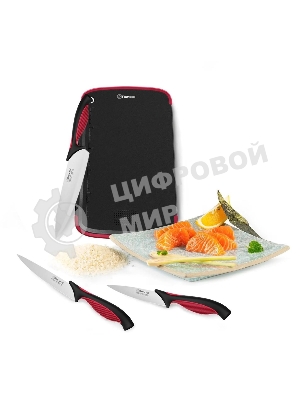 Набор ножей кухонных Rondell RD-1891 компл.: 4 предм. разд. дос. черный/бордовый блистер