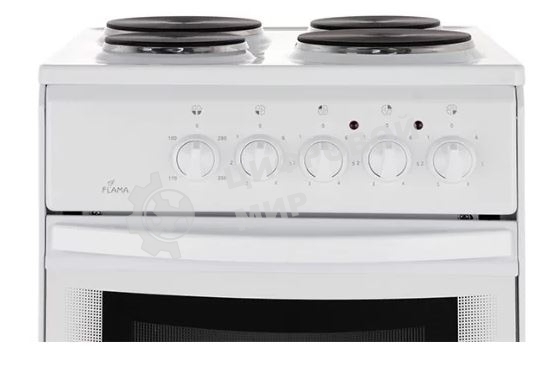 Плита электрическая Flama AE 1406 W белый, конфорок 4 электрических, духовка 50 л, 50 см x 85 см x 60 см