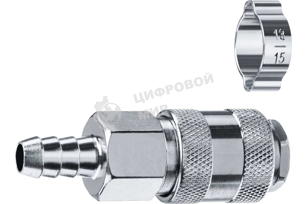 Переходник штуцер ″елочка″ 10 мм - рапид муфта, с хомутом Зубр Профессионал