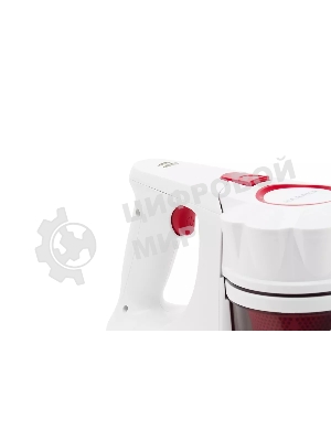 Пылесос вертикальный Harper HVC-VR01 белый/красный, питание от аккумулятора, 75 Вт, уборка сухая, пылесборник 0.8 л