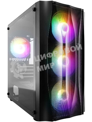 Компьютерный корпус 1STPLAYER FIREBASE X3-M Black, mATX, TG, 4x120мм LED fans inc.