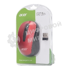 Мышь беспроводная Acer OMR136 красный, 1000 dpi, радиоканал, USB, кнопки - 3