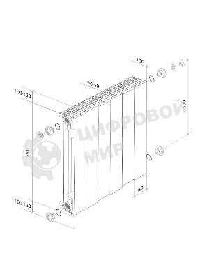 Радиатор биметаллический Royal Thermo PianoForte 500 серебристый - 12 секц.