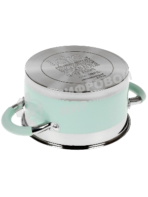 Кастрюля LARA LR02-540 MINT 16x9 см, 1,7 л, носик, индукционное дно, крышка с бортом, полипропилен, силикон, нержавеющая сталь