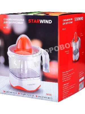 Соковыжималка цитрусовая Starwind SJ 1231 30Вт рез.сок.:1мл. оранжевый/прозрачный