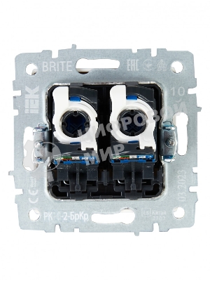 Розетка компьютерная двойная IEK BRITE РК10-2-БрКр (BR-K20-1-K10) СП RJ45 кат.5E бежевый
