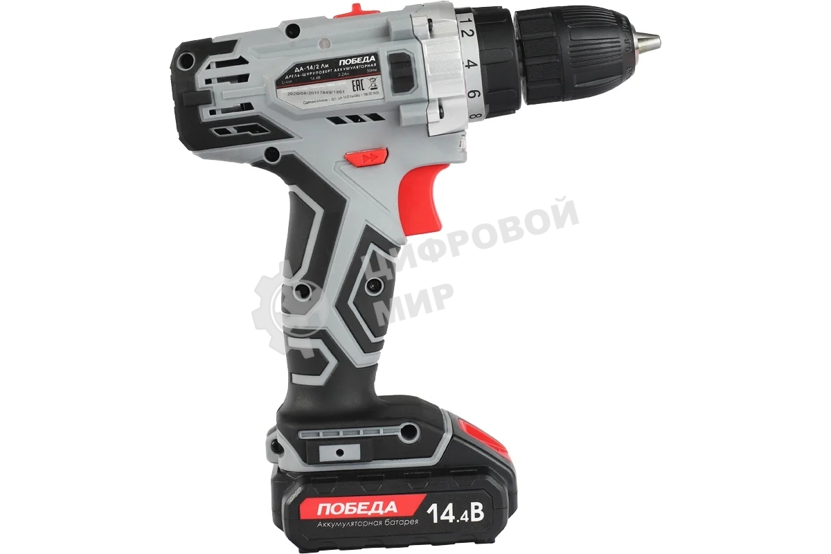 Дрель-шуруповерт Победа ДА-14/2 Ли  14,4 В, 2,2 Ач, 35 Нм, щеточный