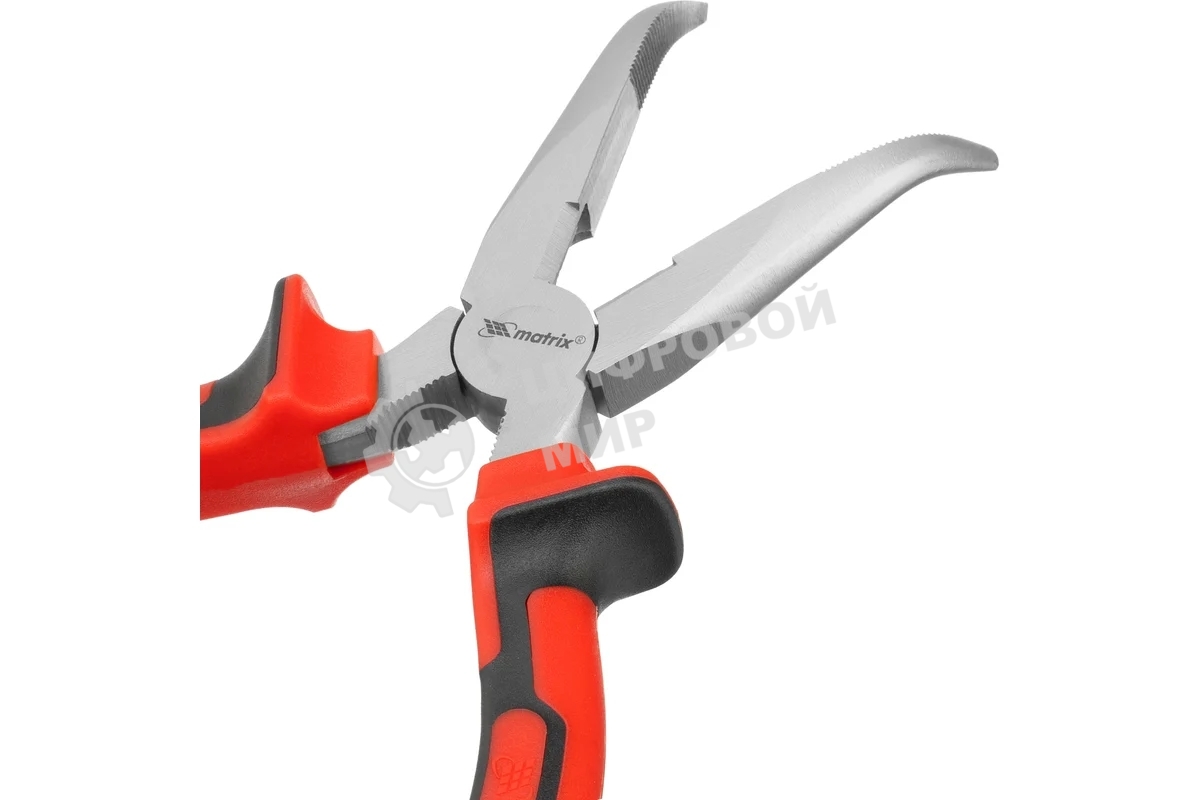 Длинногубцы Matrix 17422 NICKEL 180 мм, изогнутые никелированные, двухкомпонентные рукоятки