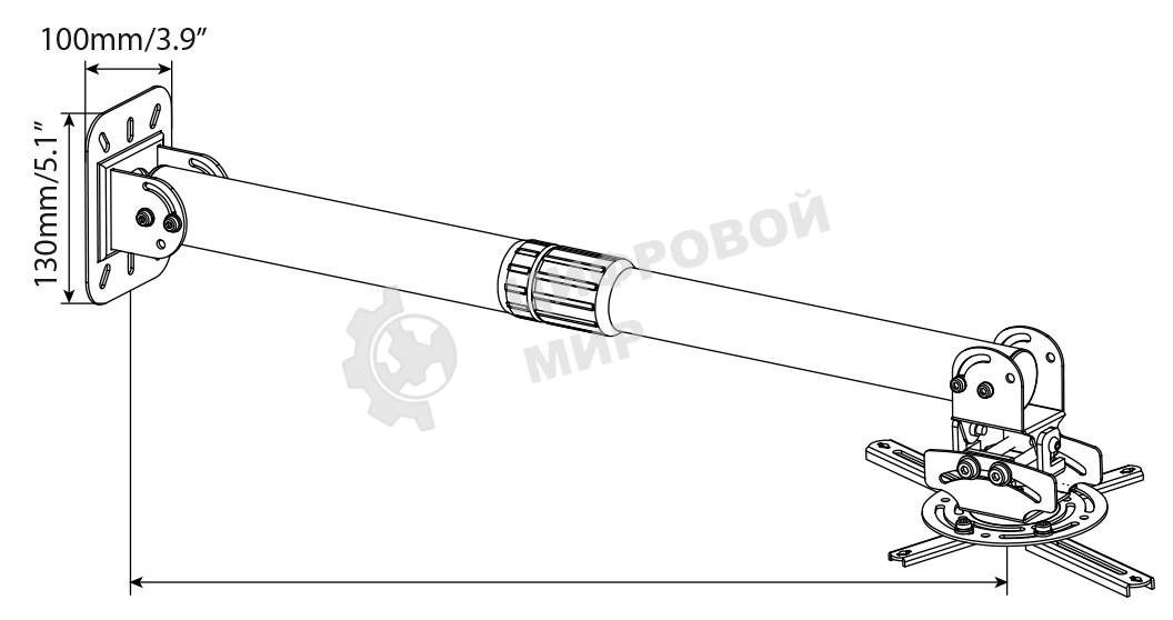 Кронштейн для проектора Cactus CS-VM-PR16L-AL серебристый макс.13.6кг настенный и потолочный поворот и наклон