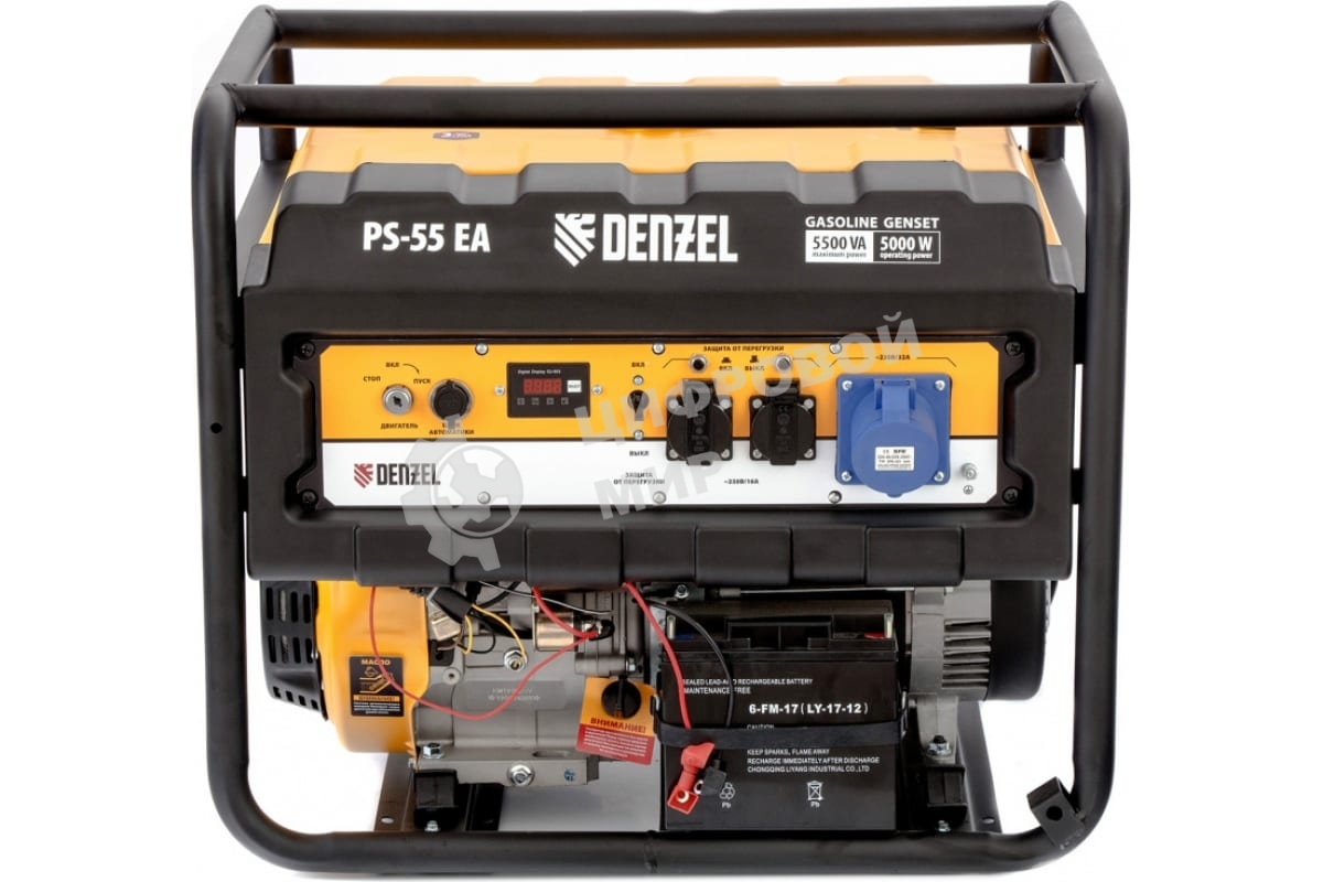 Электрогенератор бензиновый Denzel PS-55EA, 5.5 кВт, 85 дБ, 86 кг
