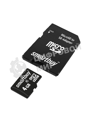 Флеш карта microSD 4Gb Smartbuy microSDHC Class 10 (SD адаптер)