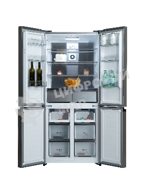 Холодильник Бирюса CD 496 TGG текстурированное бежевое стекло трехкамерный 334/162л морозилка снизу, No Frost, Side by Side