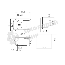 Выключатель клавишный Rexant 250V 10А (4с) ON-OFF красный с подсветкой и штекером C14 3PIN
