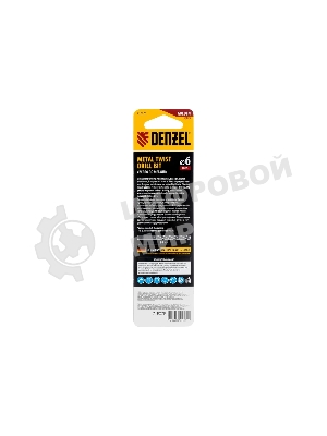 Сверло спиральное по металлу Denzel 6 x 93мм, Р6М5, Golden Tip, многогранная заточка
