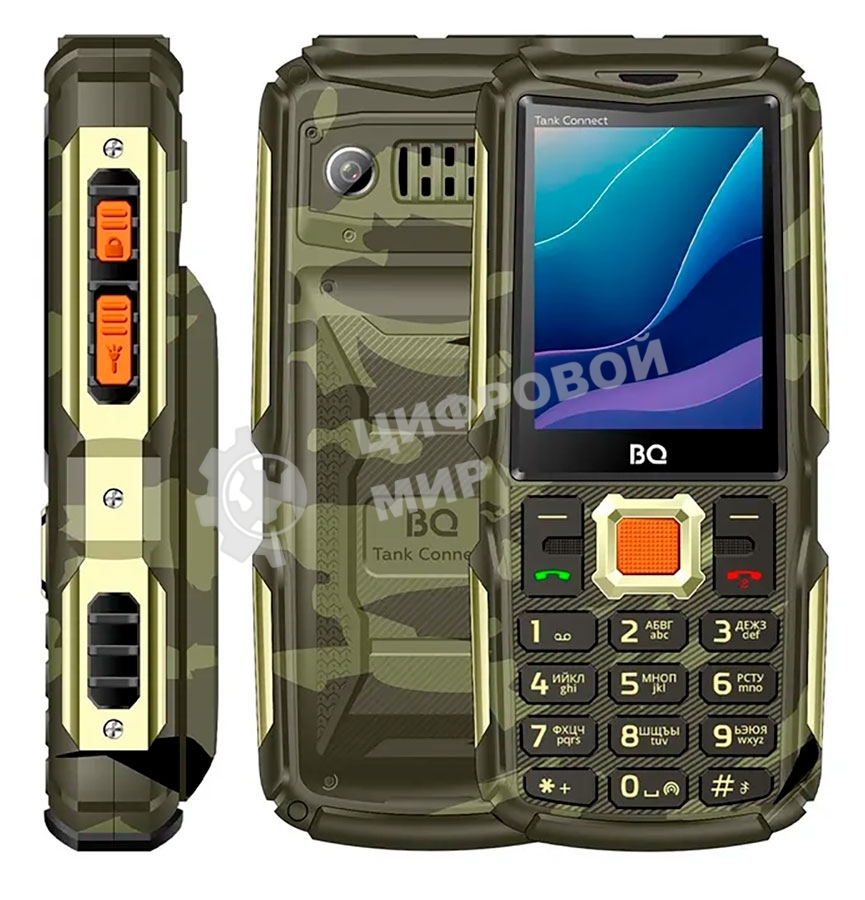 Мобильный телефон BQ 2430L Tank Connect камуфляж/золотистый