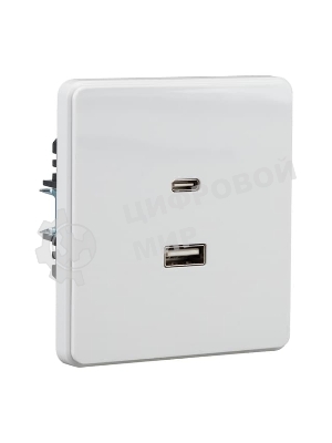 Розетка Kranz ROUND USB-A+Type-C 3А с функцией быстрой зарядки перламутр