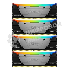 Оперативная память Kingston Fury Renegade, DDR4, 128Gb (4x32Gb), 3600MHz, CL18, DIMM, радиатор, RGB, черный/серебристый