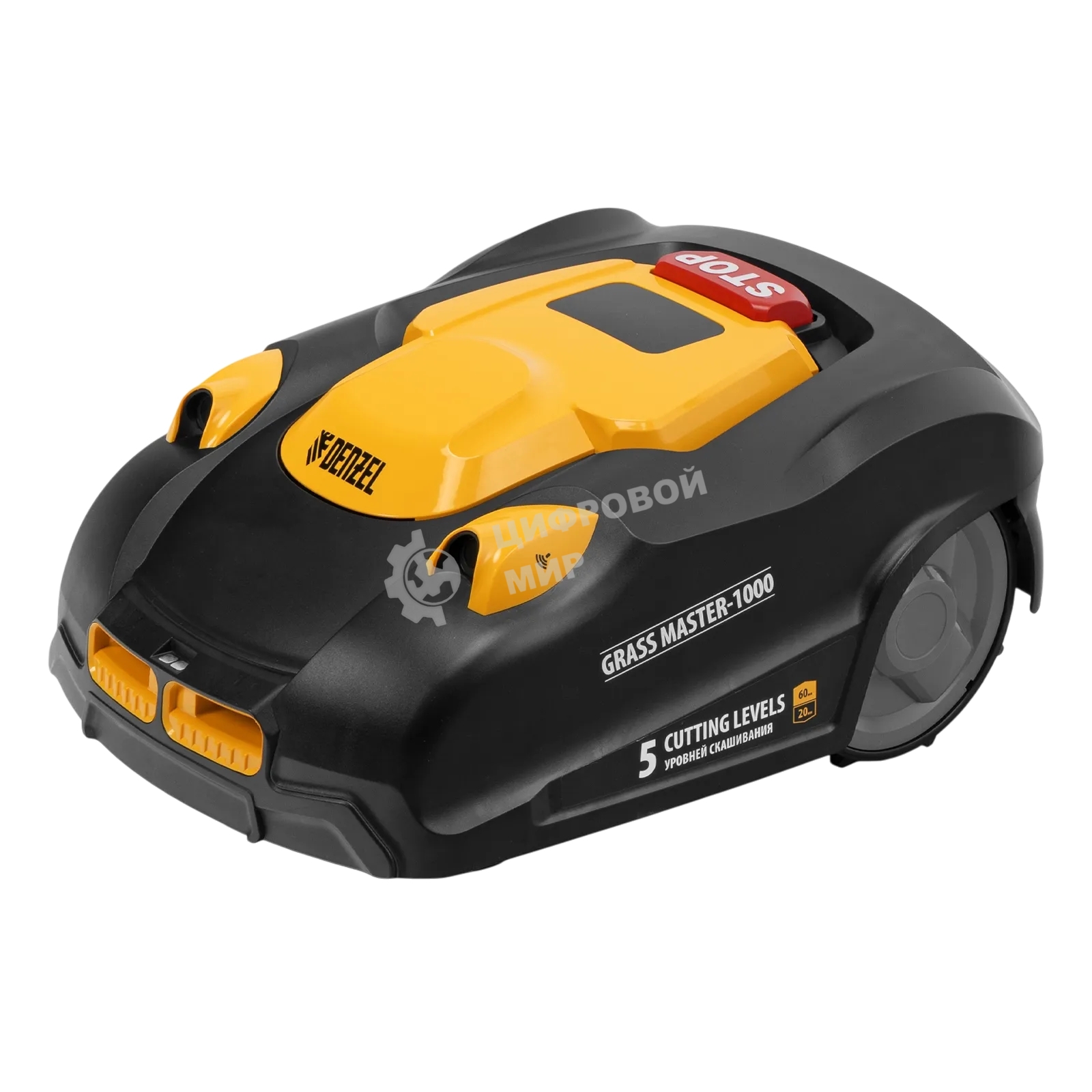Робот-газонокосилка Denzel Grass Master 1000, ультразвуковой датчик, 3 Ач, LCD дисплей, Wi-Fi