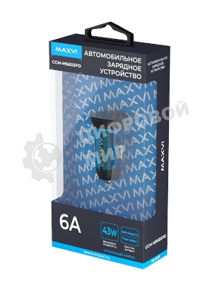 Автомобильное зарядное устройство Maxvi CCM-MS603PD 43W 6A (USB + Type-C, QC3.0 PD3.0) черный