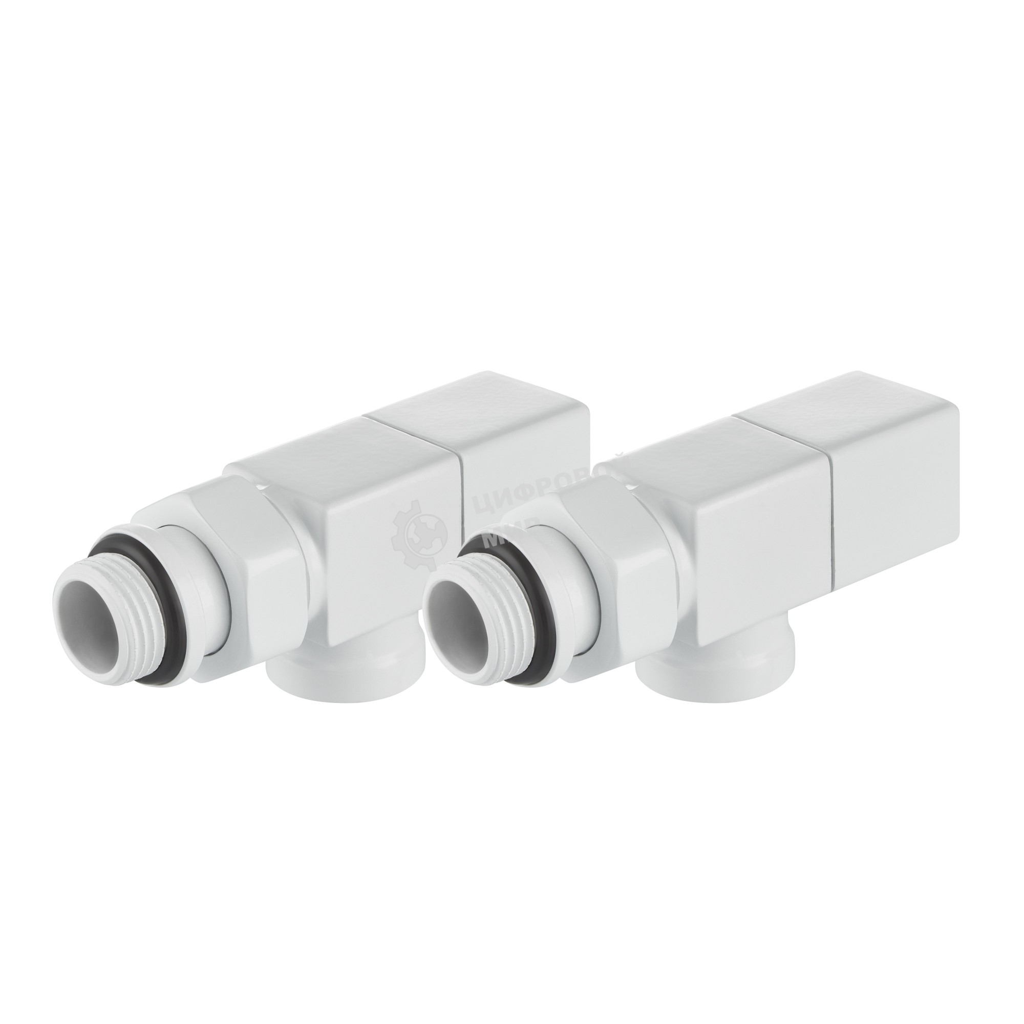 Набор дизайн-вентилей Royal Thermo CUBE, осевой (белый) 1/2