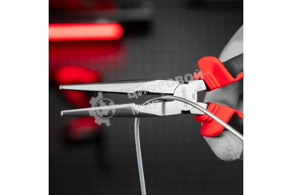 Длинногубцы прямые Matrix 17311, 200 мм, хром-ванадий, двухкомпонентные рукоятки