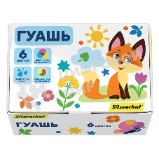 Гуашь Silwerhof Веселые друзья, 6 цветов, баночка, 10 мл, картонная коробка