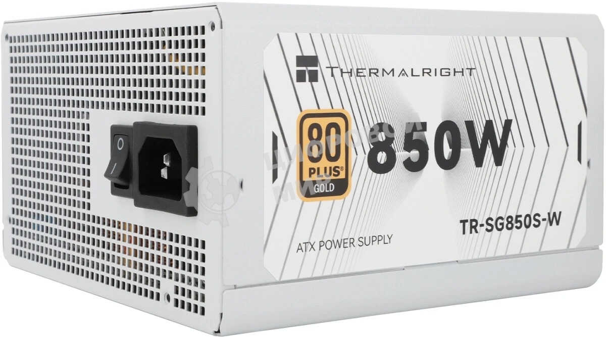 Блок питания Thermalright, 850W 80+ Gold (ATX, 3.1, PCIe 5.1, Non-modular, 1x24(20+4)pin, 1xCPU 8(4+4)pin, 2xPCIe*2 8(6+2)pin, 5xSATA3, 1x12+4pin (12VHPWR PCIe 5.1 12+4pin 600mm), 3xMOLEX4pin, Active, 120x120мм, 150x140x86mm, APFC, white)