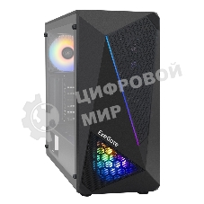 Компьютерный корпус Miditower ExeGate EVO-8225-EVO800 (ATX, БП EVO800RGb с вент. 12см, 2хUSB+1хUSB 3.0, черный, 2 вент. с RGb подсветкой и полоса на передней панели, боковая панель - закаленное стекло)