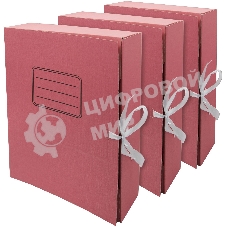 Папка архивная 2 завязки Silwerhof микрогофрокартон корешок 75мм A4 красный (упак.:3шт)