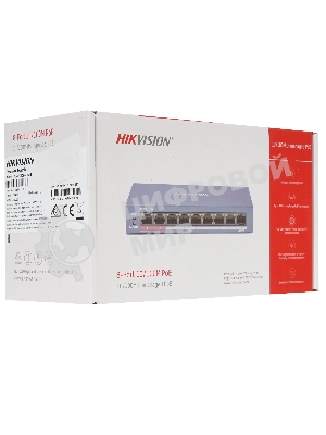 Коммутатор Hikvision DS-3E0109P-E/M(B), 8×100 Мбит/с PoE+ + 1×100 Мбит/с, неуправляемый