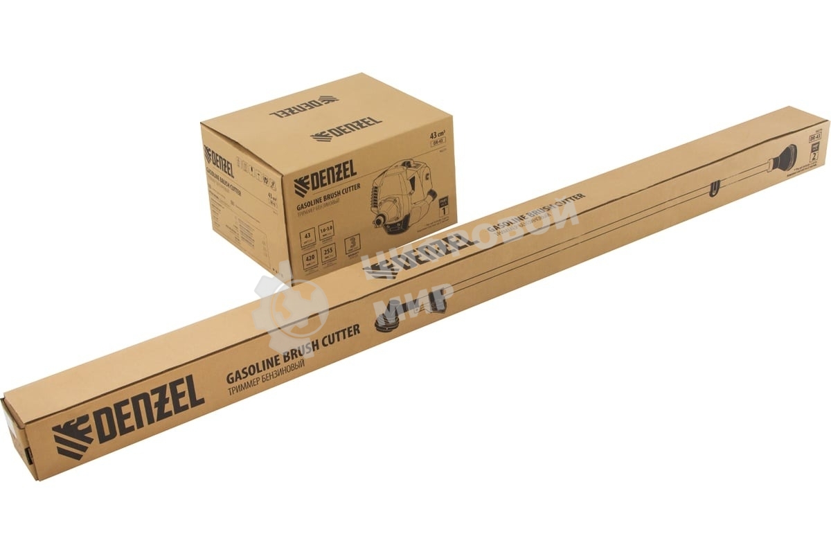 Триммер бензиновый Denzel DR-43, 43 см3, неразъемная штанга, состоит из 2 частей