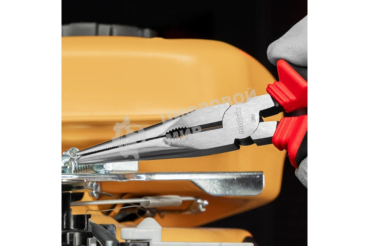 Длинногубцы прямые Matrix 17311, 200 мм, хром-ванадий, двухкомпонентные рукоятки