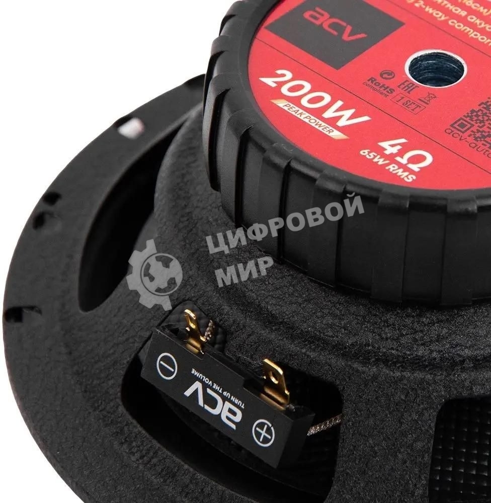 Колонки автомобильные ACV PG-6.2S 200Вт 92дБ 4Ом 16см (6.5дюйм) (ком.:2кол.) компонентные двухполосные