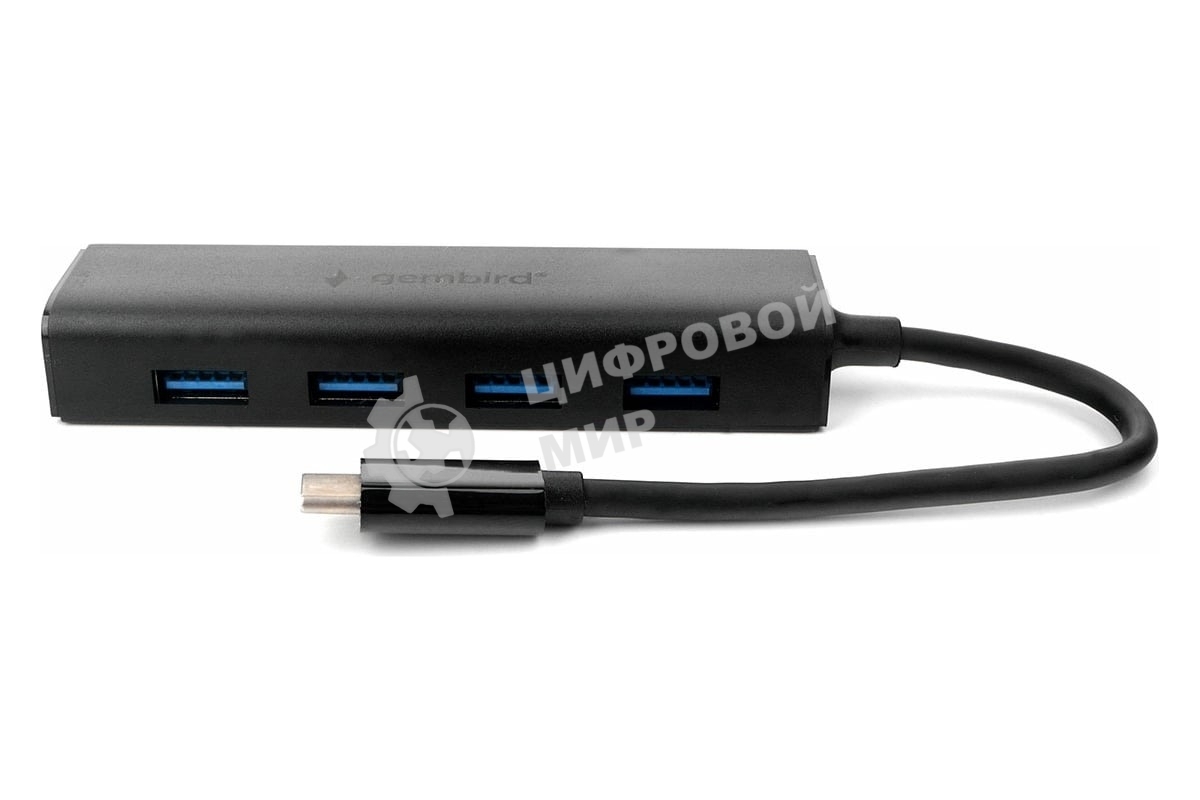 USB-концентратор Gembird UHB-C364, USB 3.0, USB 4 порта, USB Type-C / с доп питанием