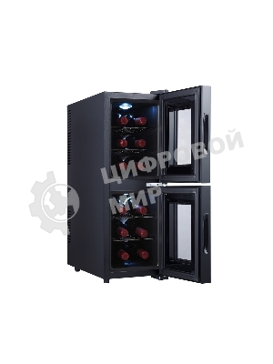 Винный шкаф CellarPrivate CP012-2Е черный, 32 л, 2 отсека, 12 бут.