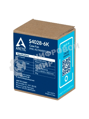 Вентилятор для корпуса Arctic S4028-6K черный, 40 мм, 6000 об/мин, 4 pin