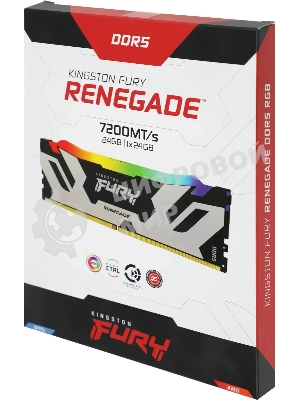 Оперативная память Kingston Fury Renegade RGB, DDR5, 24GB (1x24 GB), 7200 MHz, CL38, радиатор, RGB, серебристый