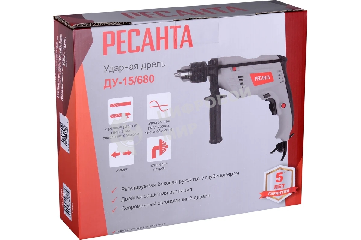 Дрель ударная Ресанта ДУ-15/680 680Вт патрон:кулачковый реверс