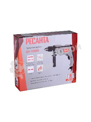 Дрель ударная Ресанта ДУ-15/680 680Вт патрон:кулачковый реверс