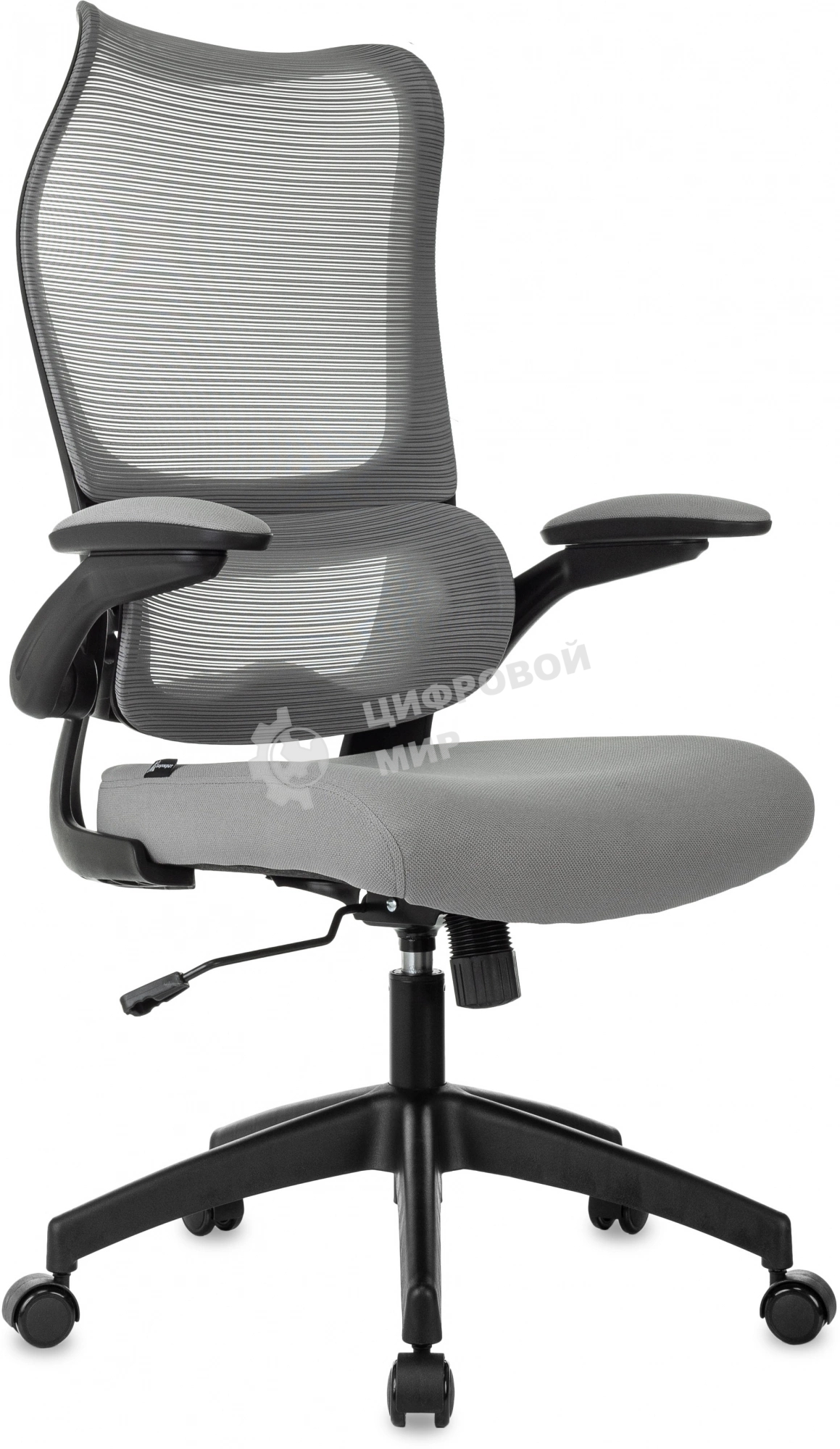 Кресло руководителя Бюрократ Sigma 1 серый, сетка/ткань, крестов. пластик